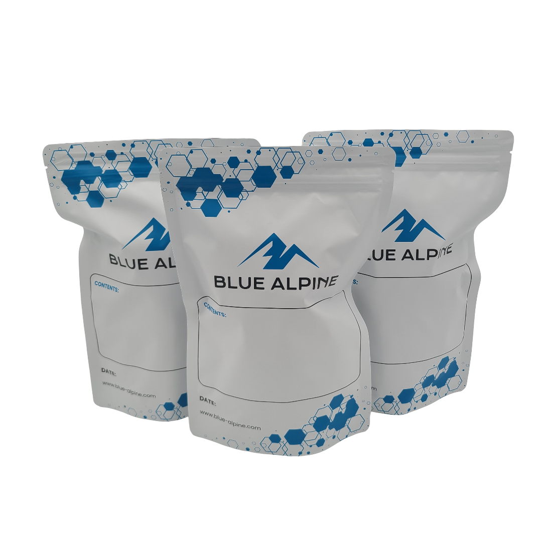 3 Filled Blue Alpine Mylar Bags