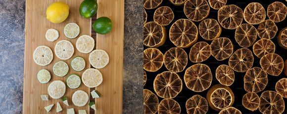 freeze dried citrus next to dehydrated citrus