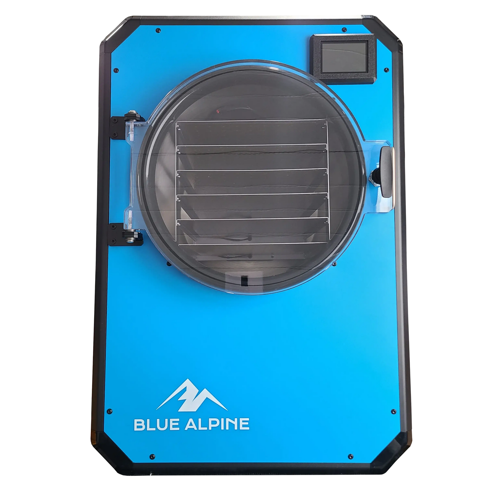 Shows a medium blue Blue Alpine Freeze Dry Machine for food and home usage