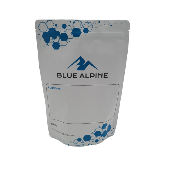 White Mylar Bag Blue Alpine Logo