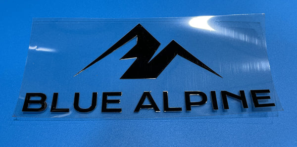 Black Blue Alpine Logo Sticker Blue Background