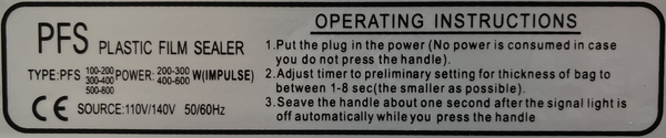 Impulse Sealer Instructions