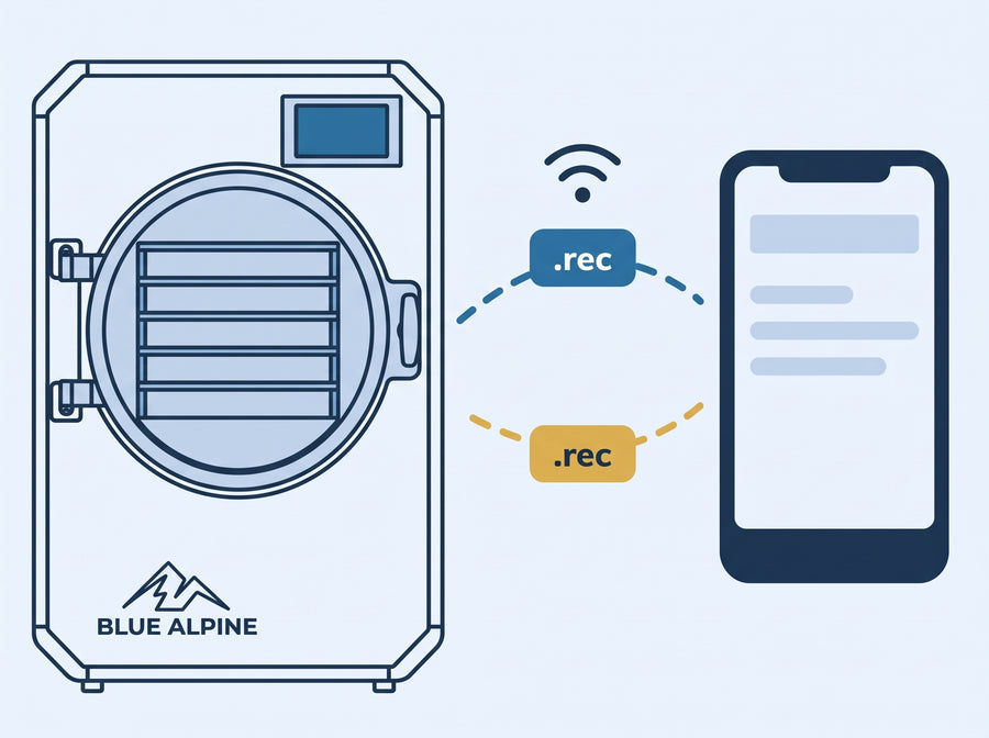 blue alpine machine sharing .rec files with a smart phone through wifi